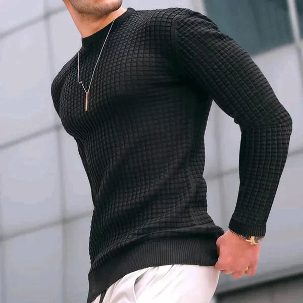 Elegant Milano Slim Fit Textured Knit Pullover-Black-XS-State of Style