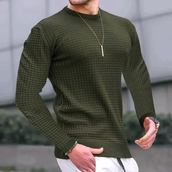 Elegant Milano Slim Fit Textured Knit Pullover-Dark Green-XS-State of Style