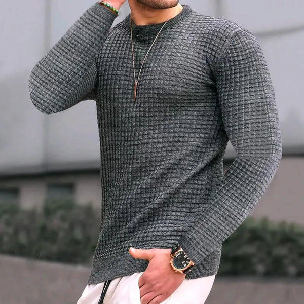 Elegant Milano Slim Fit Textured Knit Pullover-Gray-XS-State of Style