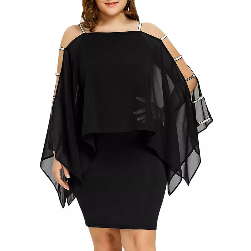 Elegant Off-Shoulder Lace Swing Dress – Plus Size-Black-XL-State of Style