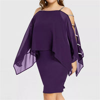Elegant Off-Shoulder Lace Swing Dress – Plus Size-Purple-2XL-State of Style