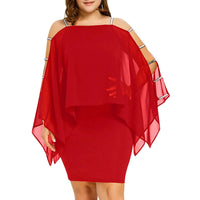 Elegant Off-Shoulder Lace Swing Dress – Plus Size-Red-XL-State of Style