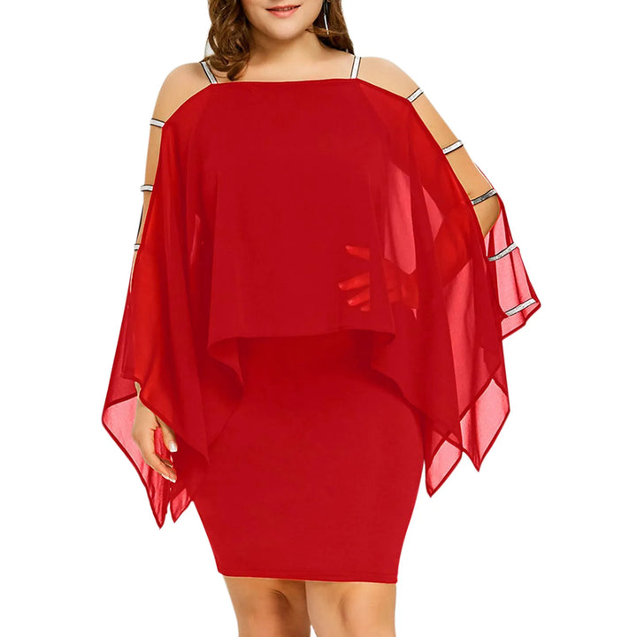 Elegant Off-Shoulder Lace Swing Dress – Plus Size-Red-XL-State of Style