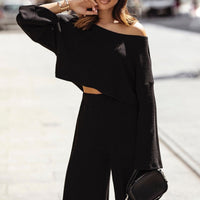 Elegant Off-Shoulder Two-Piece Set | Stylish & Comfortable-Black-S-State of Style