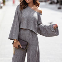 Elegant Off-Shoulder Two-Piece Set | Stylish & Comfortable-Gray-S-State of Style