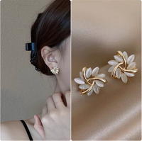 Elegant Opal Flower Petal Earrings | Sophisticated and Stylish-State of Style