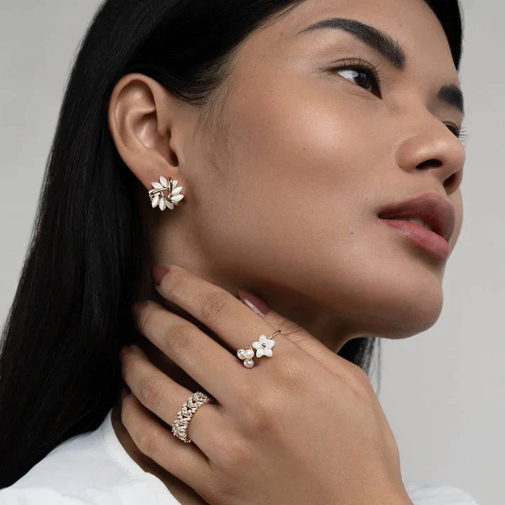 Elegant Opal Flower Petal Earrings | Sophisticated and Stylish-State of Style