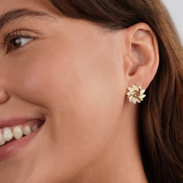 Elegant Opal Petal Stud Earrings | Women's Jewellery-State of Style