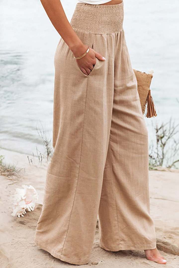 Elegant Palazzo Pants with Boho Flair – Yasmin-Beige-S-State of Style