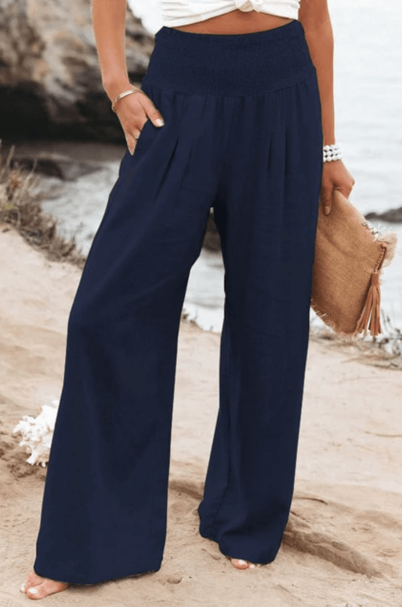 Elegant Palazzo Pants with Boho Flair – Yasmin-Dark blue-S-State of Style