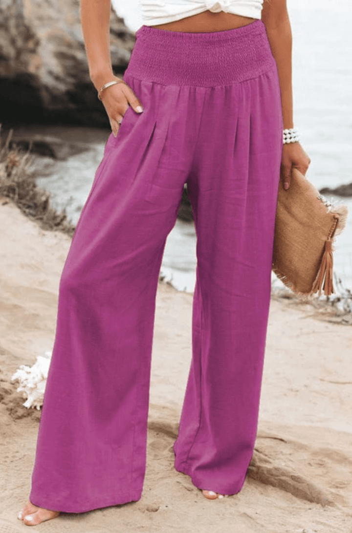 Elegant Palazzo Pants with Boho Flair – Yasmin-Fuschia-S-State of Style