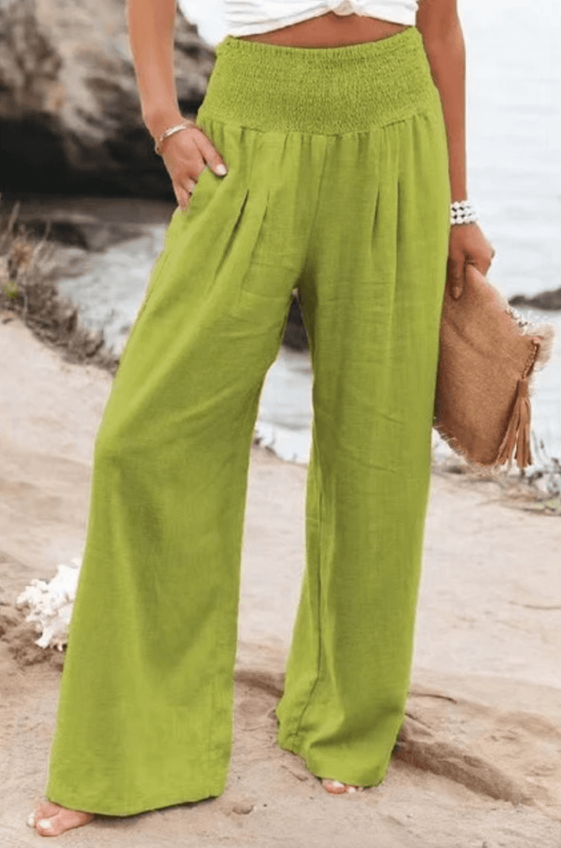 Elegant Palazzo Pants with Boho Flair – Yasmin-Green-S-State of Style