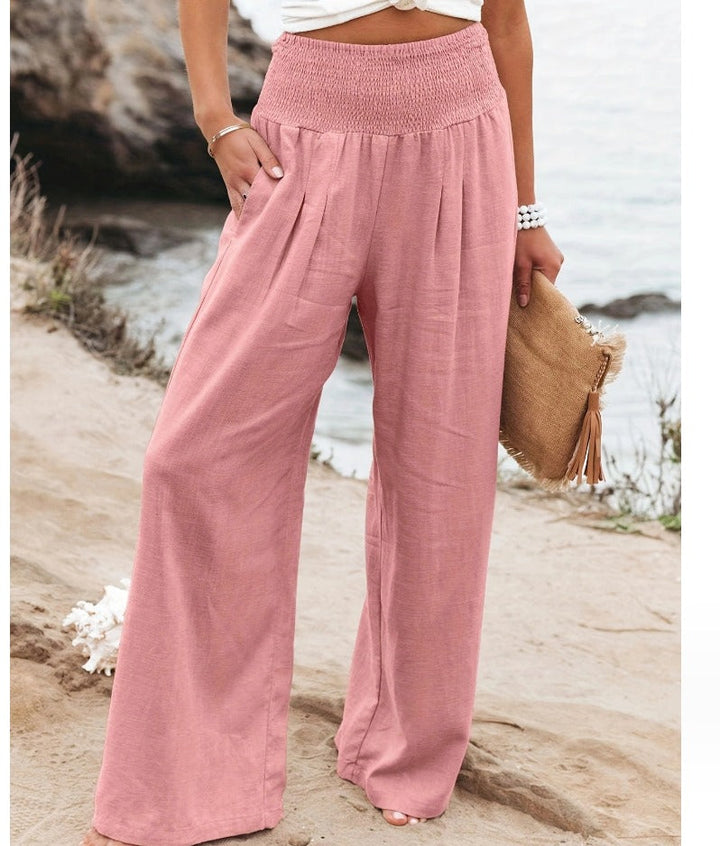 Elegant Palazzo Pants with Boho Flair – Yasmin-Pink-S-State of Style