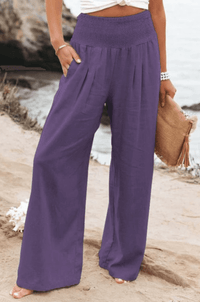 Elegant Palazzo Pants with Boho Flair – Yasmin-Purple-S-State of Style