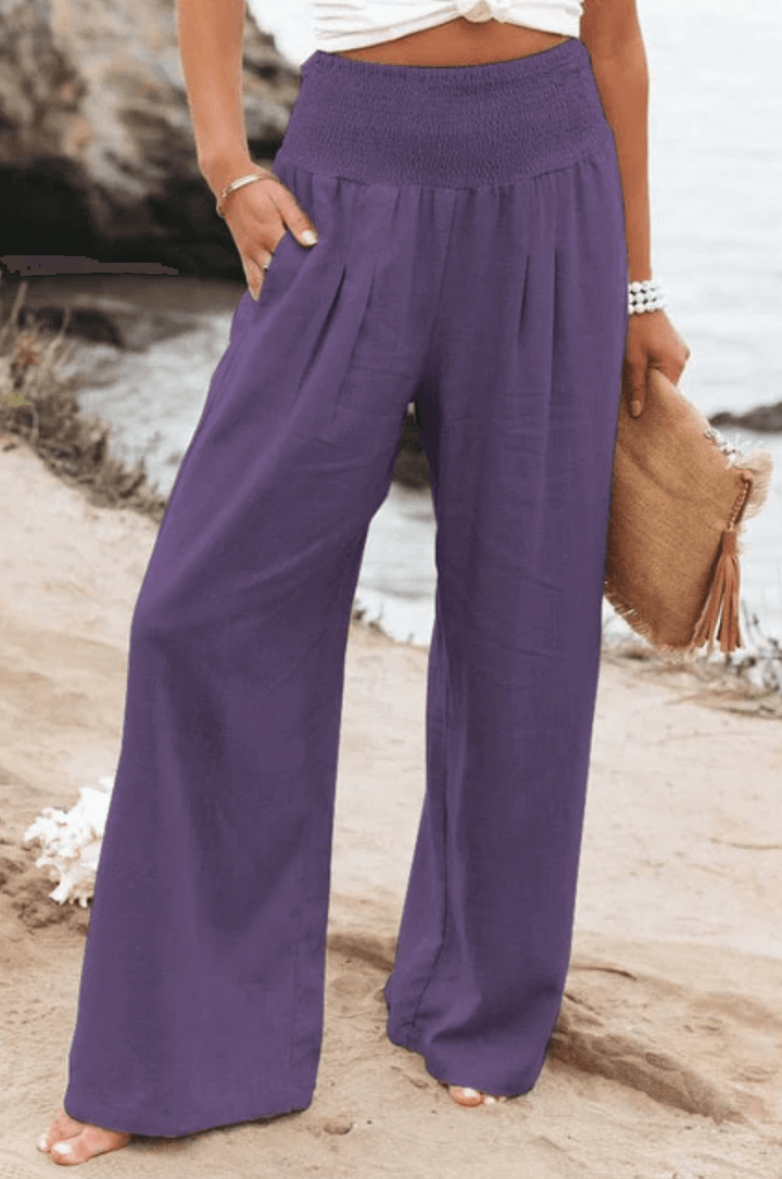Elegant Palazzo Pants with Boho Flair – Yasmin-Purple-S-State of Style