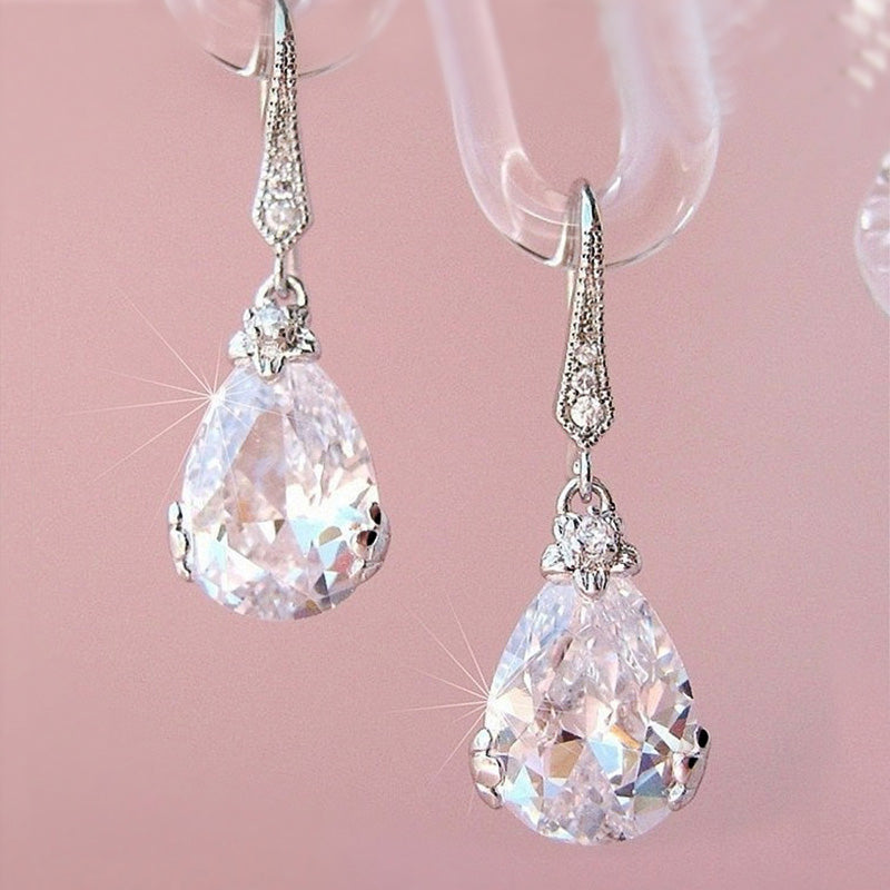 Elegant Pear-Shaped Drop Earrings | Timeless Design for Every Occasion-Crystal Clear-White-State of Style
