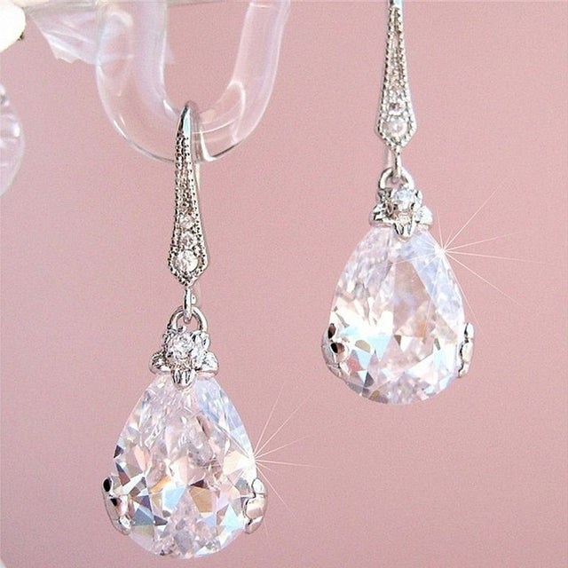 Elegant Pear-Shaped Drop Earrings | Timeless Design for Every Occasion-Crystal Clear-White-State of Style