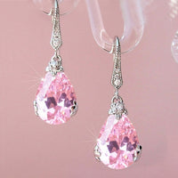 Elegant Pear-Shaped Drop Earrings | Timeless Design for Every Occasion-Crystal Pink-White-State of Style