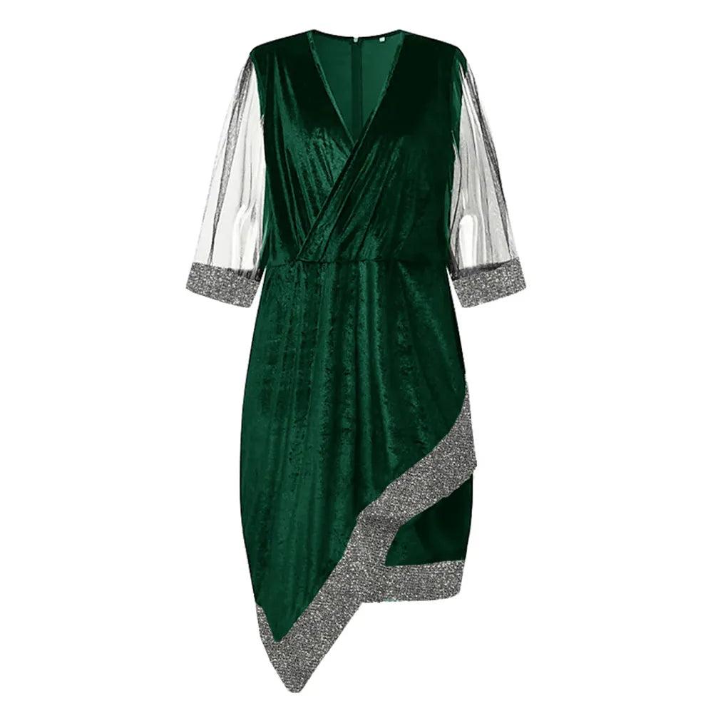 Elegant Plus-Size Party Dress-Green-L-State of Style