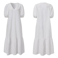 Elegant Plus Size V-Neck Maxi Dress-Blue-L-State of Style