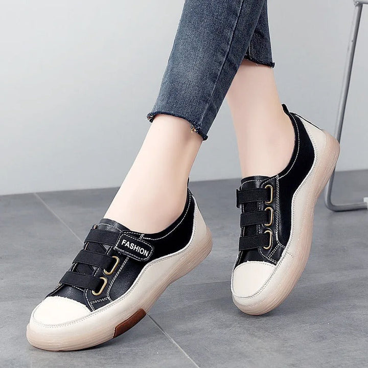 Elegant real leather sneakers for women – Beatrice-Black-3-State of Style