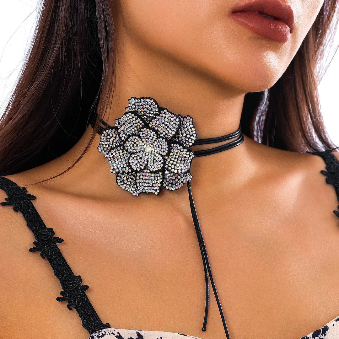Elegant Rhinestone Rose Choker Necklace | Sophisticated Jewellery for Women-State of Style