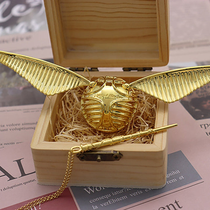 Elegant Rotating Snitch Ring Box | Magic-Inspired Jewellery Display-Gold Wings-State of Style