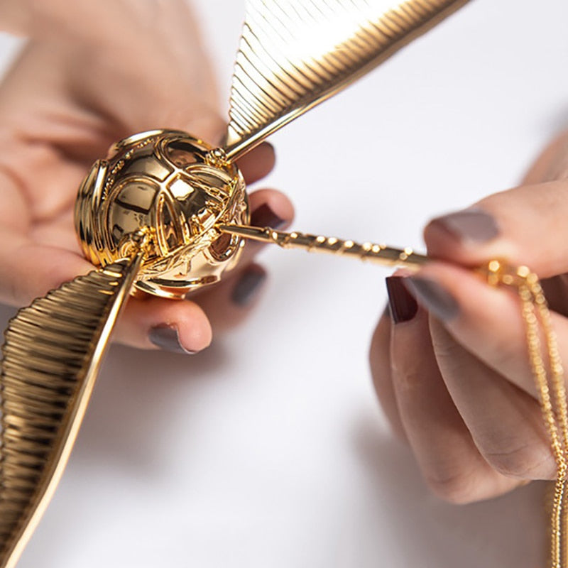 Elegant Rotating Snitch Ring Box | Magic-Inspired Jewellery Display-Gold Wings-State of Style