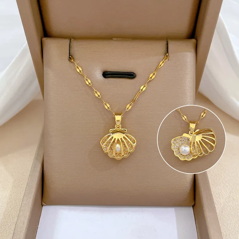 Elegant Shell Pearl Necklace-State of Style