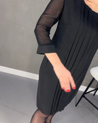 Elegant shift dress with mesh details – Gabrielle-Black-S-State of Style