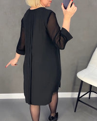 Elegant shift dress with mesh details – Gabrielle-Black-S-State of Style