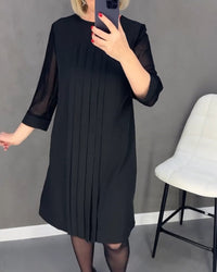 Elegant shift dress with mesh details – Gabrielle-Black-S-State of Style