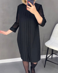 Elegant shift dress with mesh details – Gabrielle-Black-S-State of Style