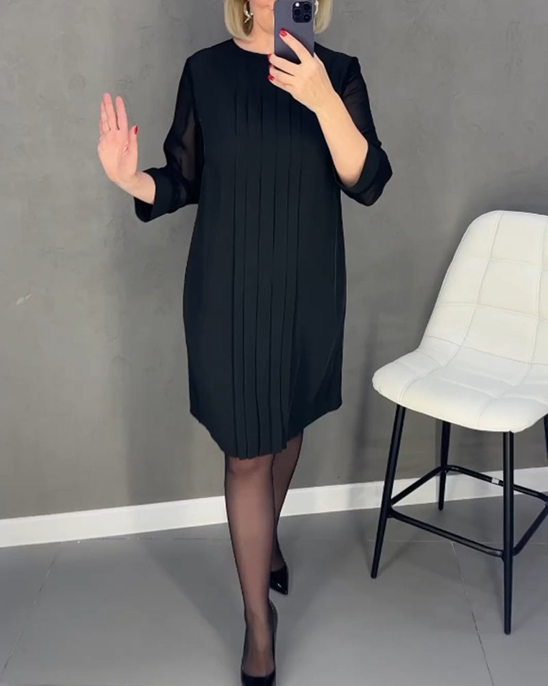Elegant shift dress with mesh details – Gabrielle-Black-S-State of Style