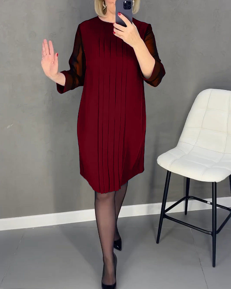 Elegant shift dress with mesh details – Gabrielle-Red-S-State of Style