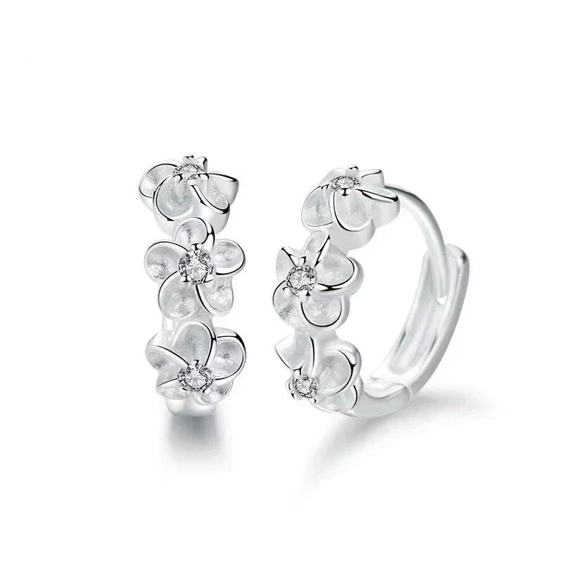 Elegant Silver Earrings with Floral Design-State of Style