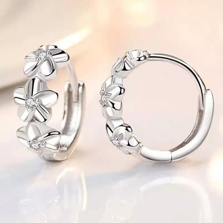 Elegant Silver Earrings with Floral Design-State of Style
