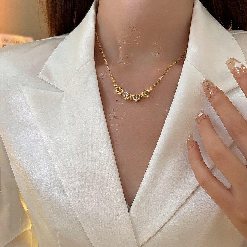 Elegant Silver Four-Leaf Clover Necklace | Good Luck Charm-Gold-State of Style