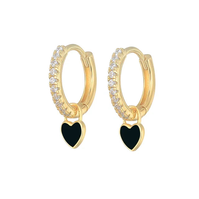 Elegant Silver Hoop Earrings - Women's Fashion Jewellery-Golden Black-State of Style