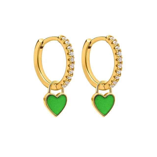 Elegant Silver Hoop Earrings - Women's Fashion Jewellery-Golden Green-State of Style