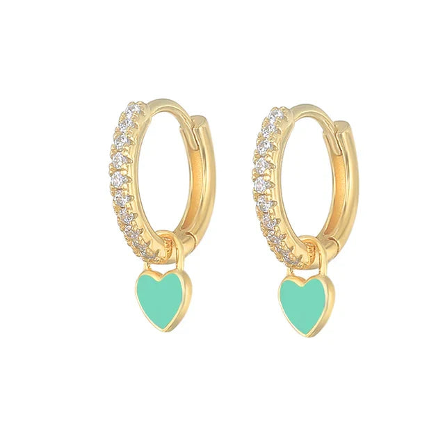 Elegant Silver Hoop Earrings - Women's Fashion Jewellery-Golden Light Green-State of Style