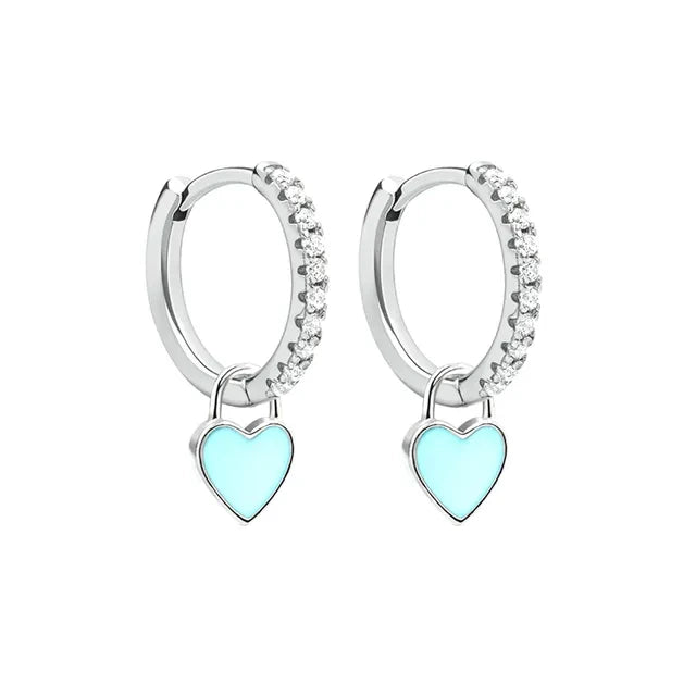 Elegant Silver Hoop Earrings - Women's Fashion Jewellery-Silver Blue-State of Style
