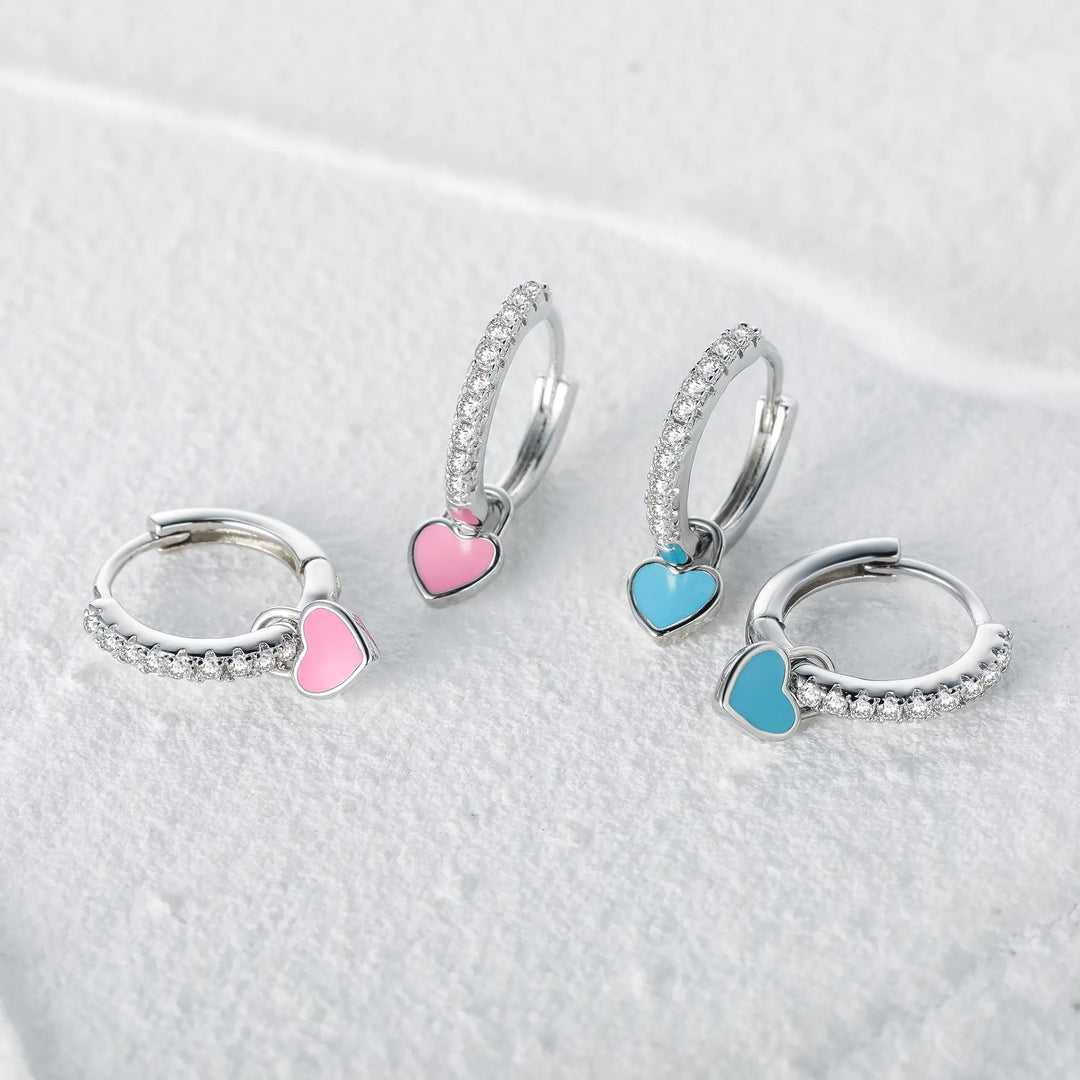 Elegant Silver Hoop Earrings - Women's Fashion Jewellery-Silver Blue-State of Style