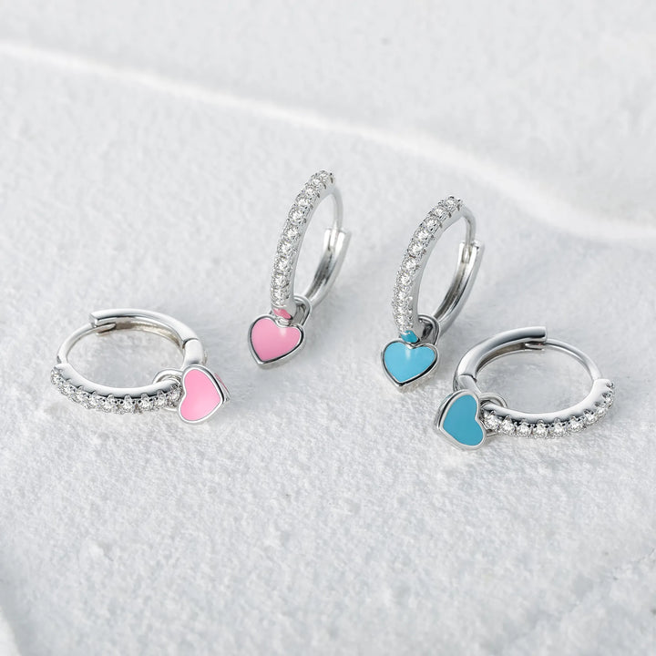 Elegant Silver Hoop Earrings - Women's Fashion Jewellery-Silver Blue-State of Style