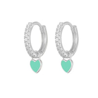 Elegant Silver Hoop Earrings - Women's Fashion Jewellery-Silver Light Green-State of Style