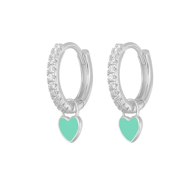 Elegant Silver Hoop Earrings - Women's Fashion Jewellery-Silver Light Green-State of Style