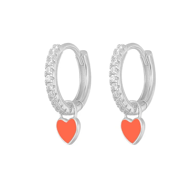 Elegant Silver Hoop Earrings - Women's Fashion Jewellery-Silver Orange-State of Style