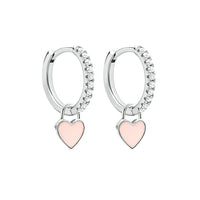 Elegant Silver Hoop Earrings - Women's Fashion Jewellery-Silver Pink-State of Style