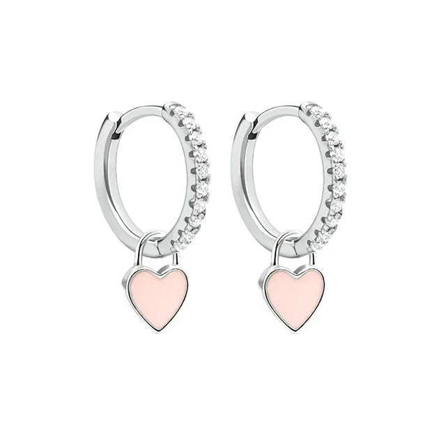 Elegant Silver Hoop Earrings - Women's Fashion Jewellery-Silver Pink-State of Style