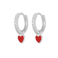 Elegant Silver Hoop Earrings - Women's Fashion Jewellery-Silver Red-State of Style